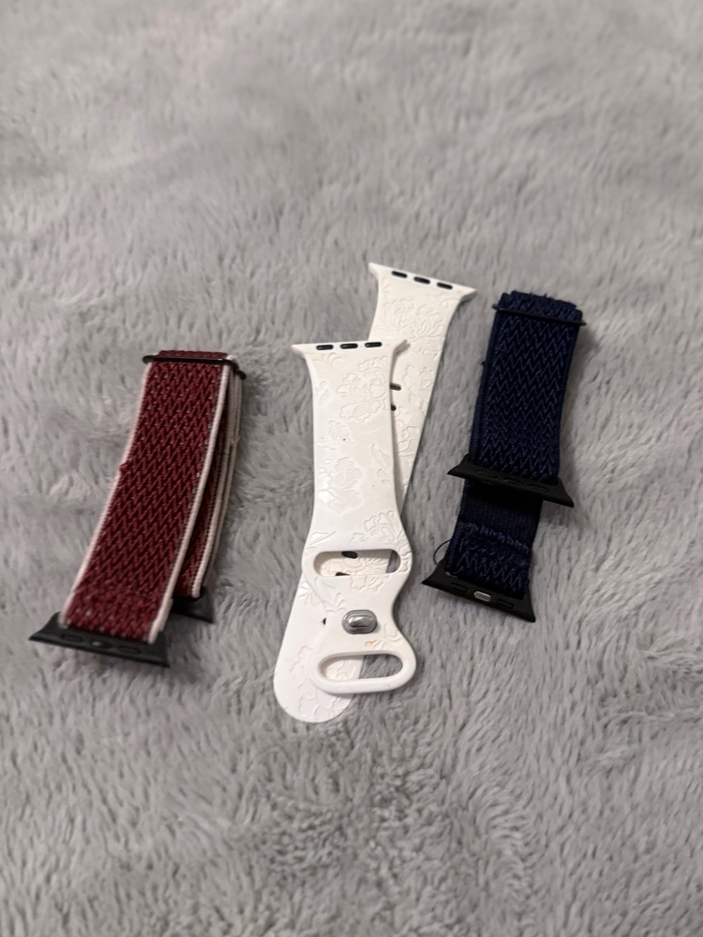 3-Piece Apple Watch Compatible Band Bundle | Braided Stretch & Embossed Floral